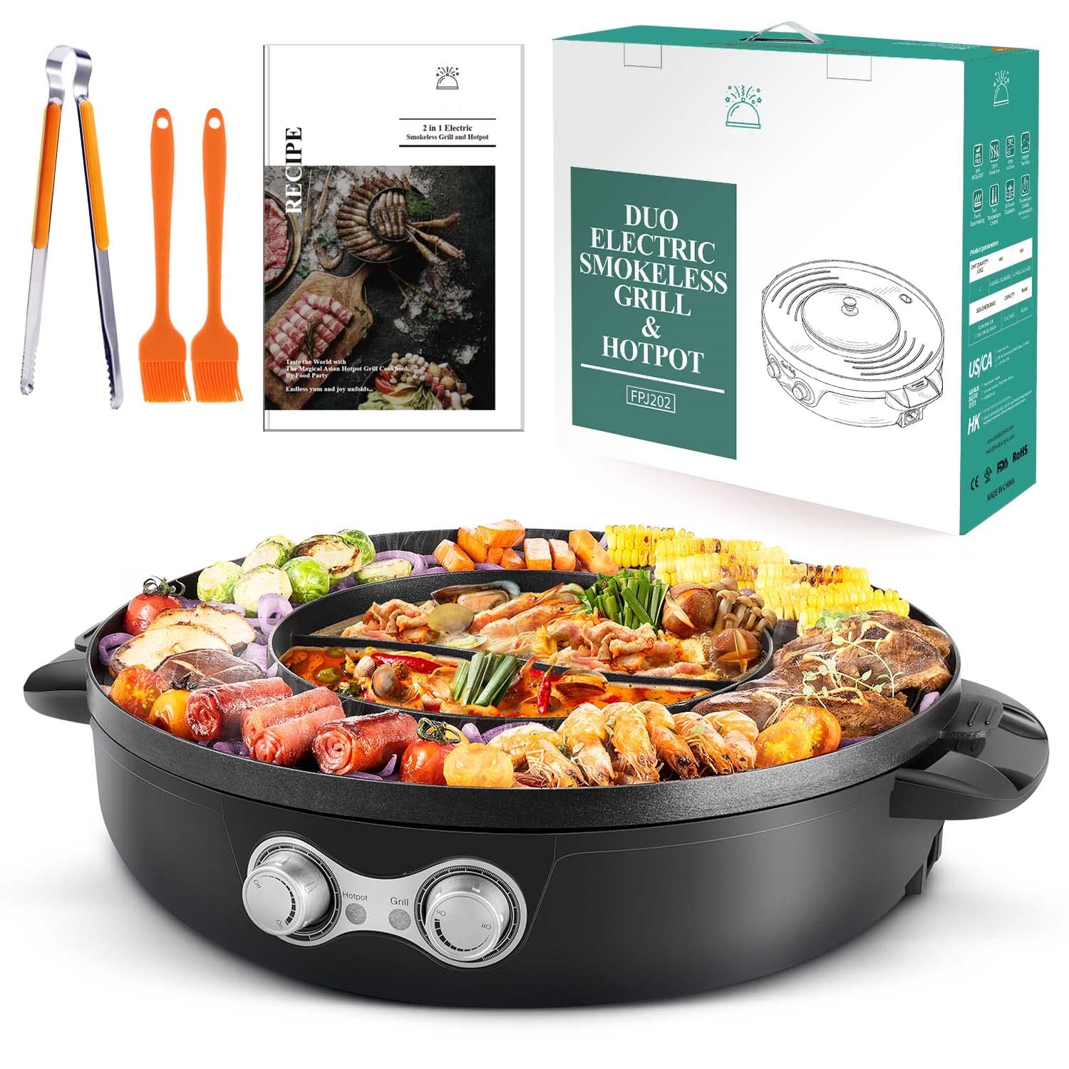 Food Party 2 in 1 Electric Smokeless Grill and Hot Pot Macy's online sale