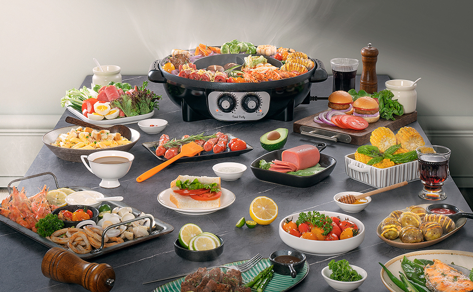 Food Party 2 in 1 Electric Smokeless Grill and Hot Pot Macy's online sale