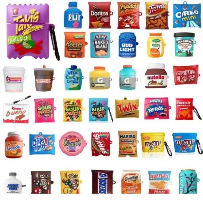 Airpods Case Micro Grocery Store Snacks and Drinks Packaging Case Protective Shockproof Covers with Keychain - Collection
