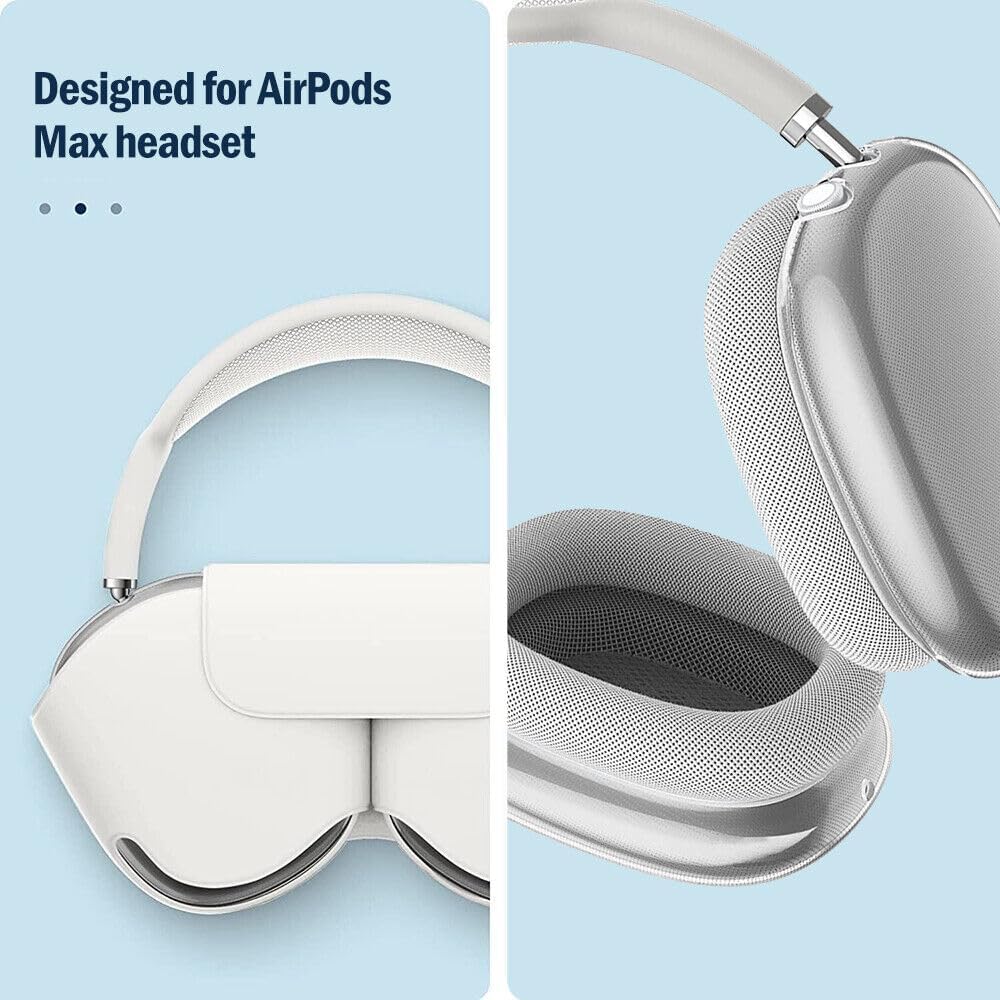 AirPods Max Case Cover, Clear Soft TPU Skin Anti-Scratch, Transparent Accessories Ultra Protective Cover [1 Pair] - Crystal Clear