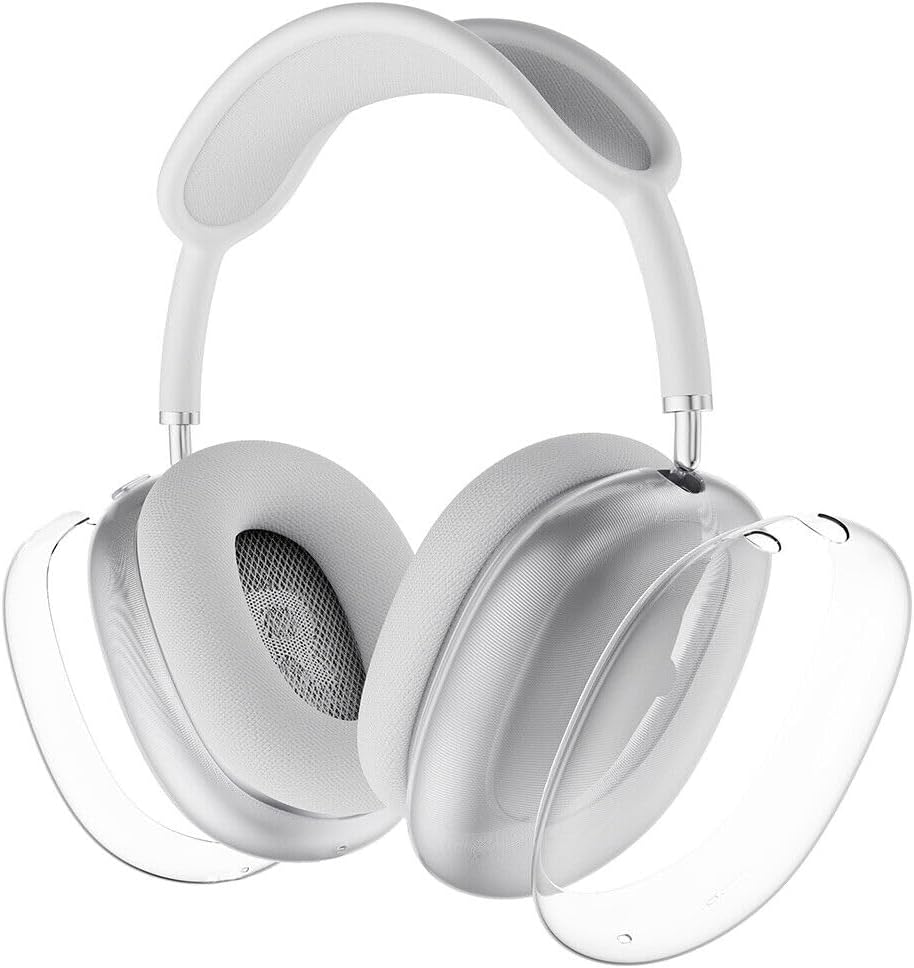 AirPods Max Case Cover, Clear Soft TPU Skin Anti-Scratch, Transparent Accessories Ultra Protective Cover [1 Pair] - Crystal Clear