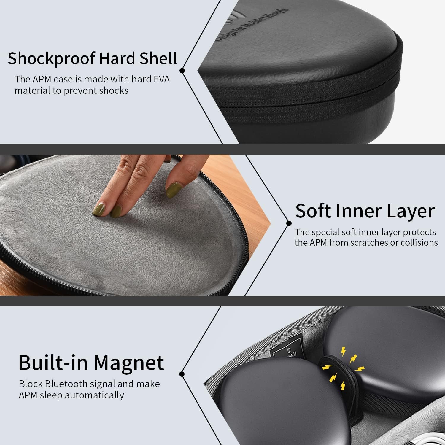 Airpods Max Hard Case with Sleep Mode Airpod Max Cover Accessories, Portable Storage Bag - 4 Colors
