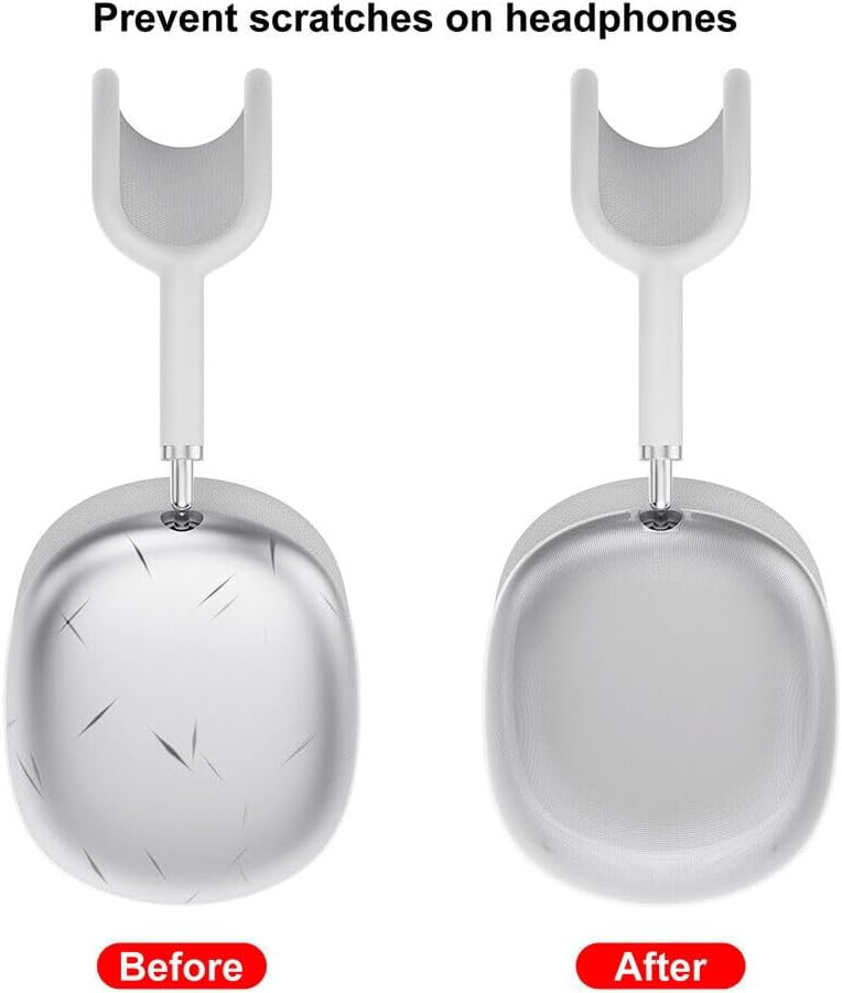 AirPods Max Case Cover, Clear Soft TPU Skin Anti-Scratch, Transparent Accessories Ultra Protective Cover [1 Pair] - Crystal Clear