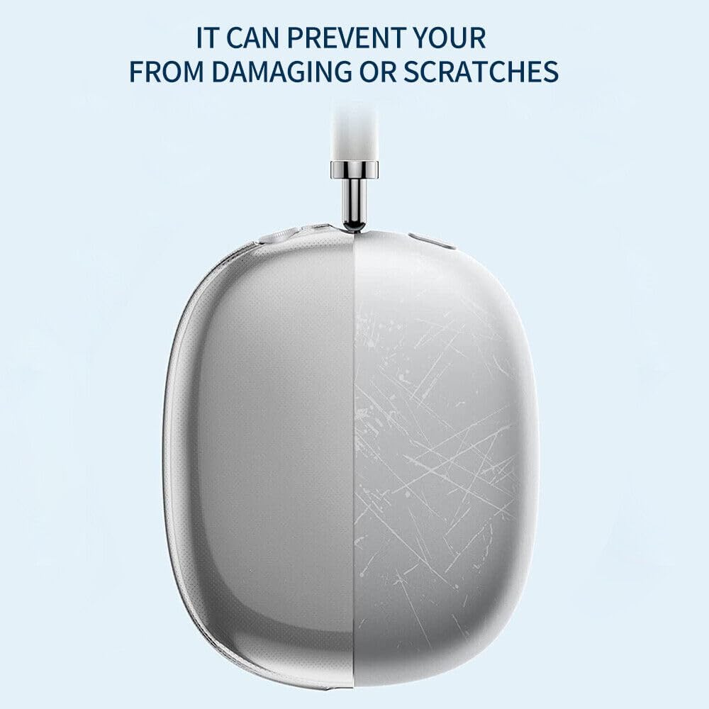 AirPods Max Case Cover, Clear Soft TPU Skin Anti-Scratch, Transparent Accessories Ultra Protective Cover [1 Pair] - Crystal Clear