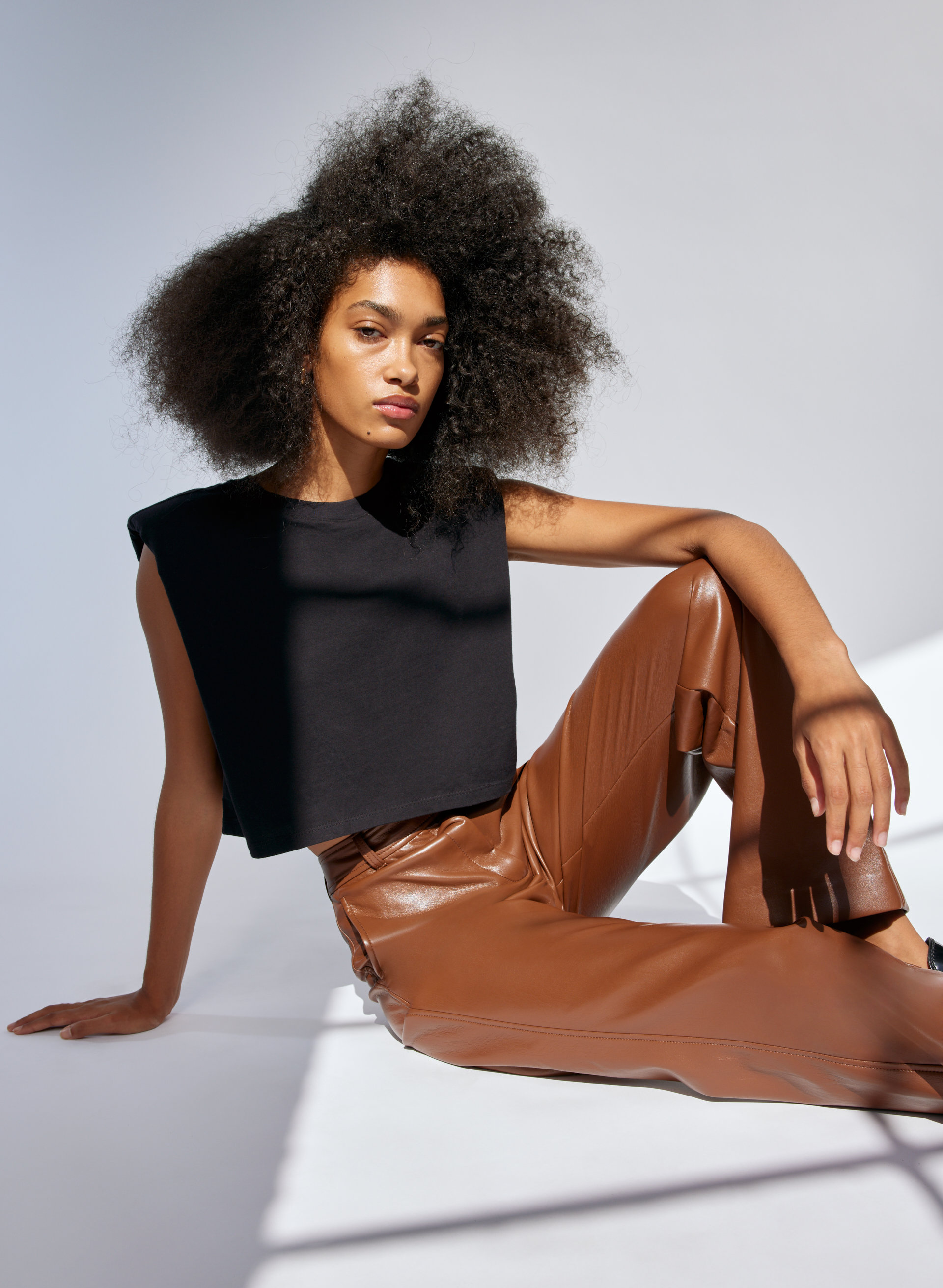 Shoulder Pad Cropped T-Shirt