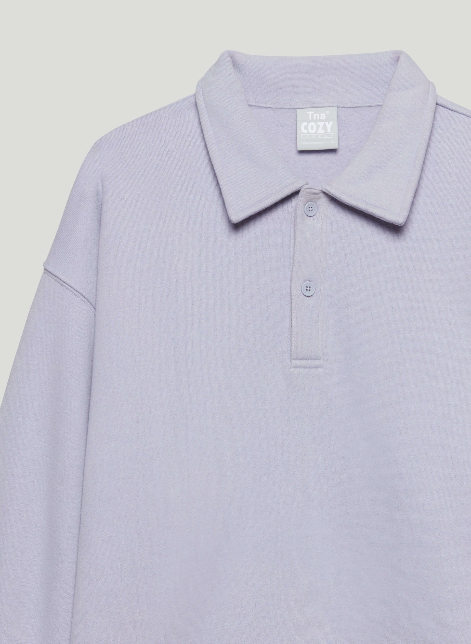 Cozy Fleece Boyfriend Polo Sweatshirt