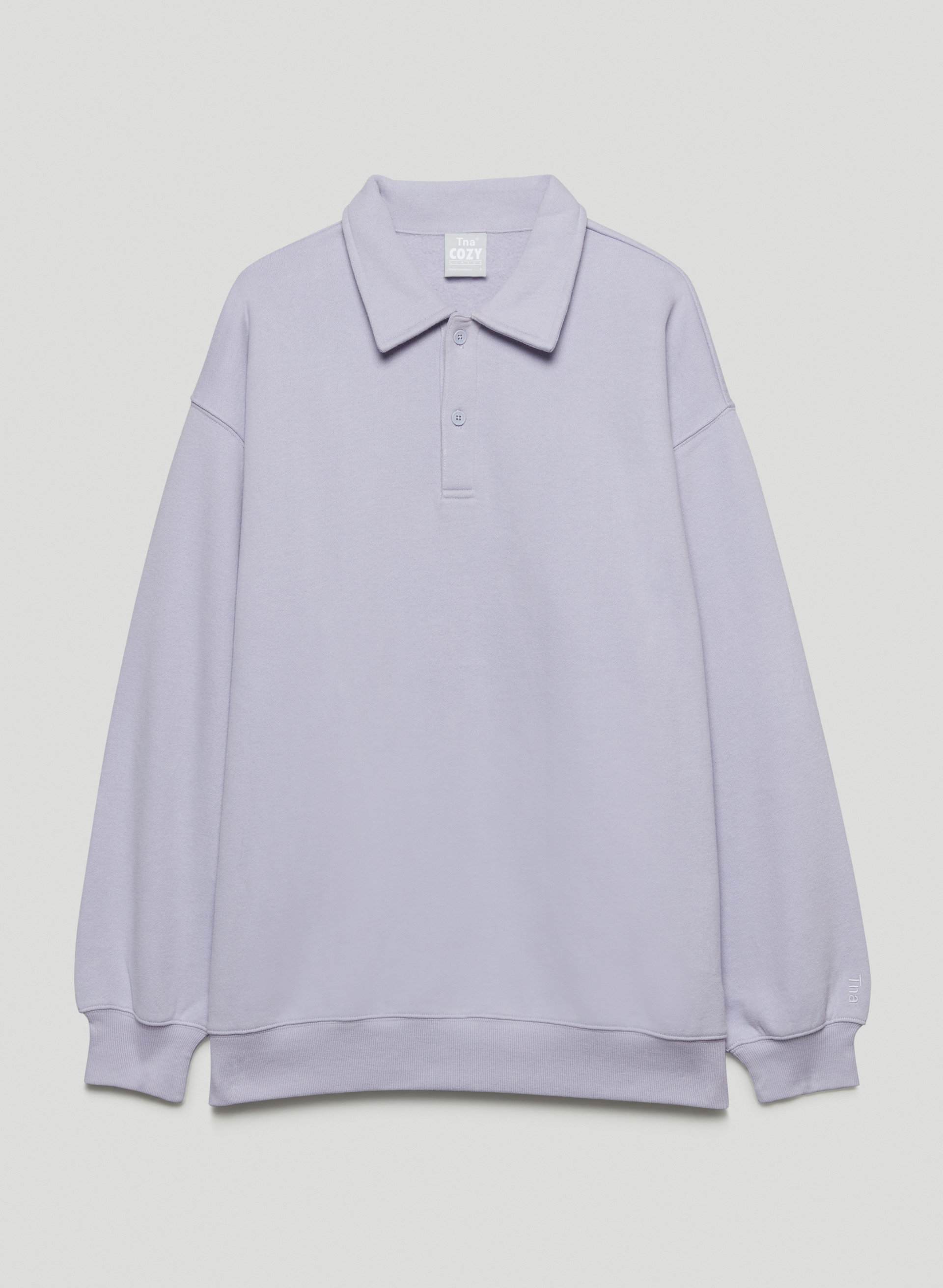 Cozy Fleece Boyfriend Polo Sweatshirt