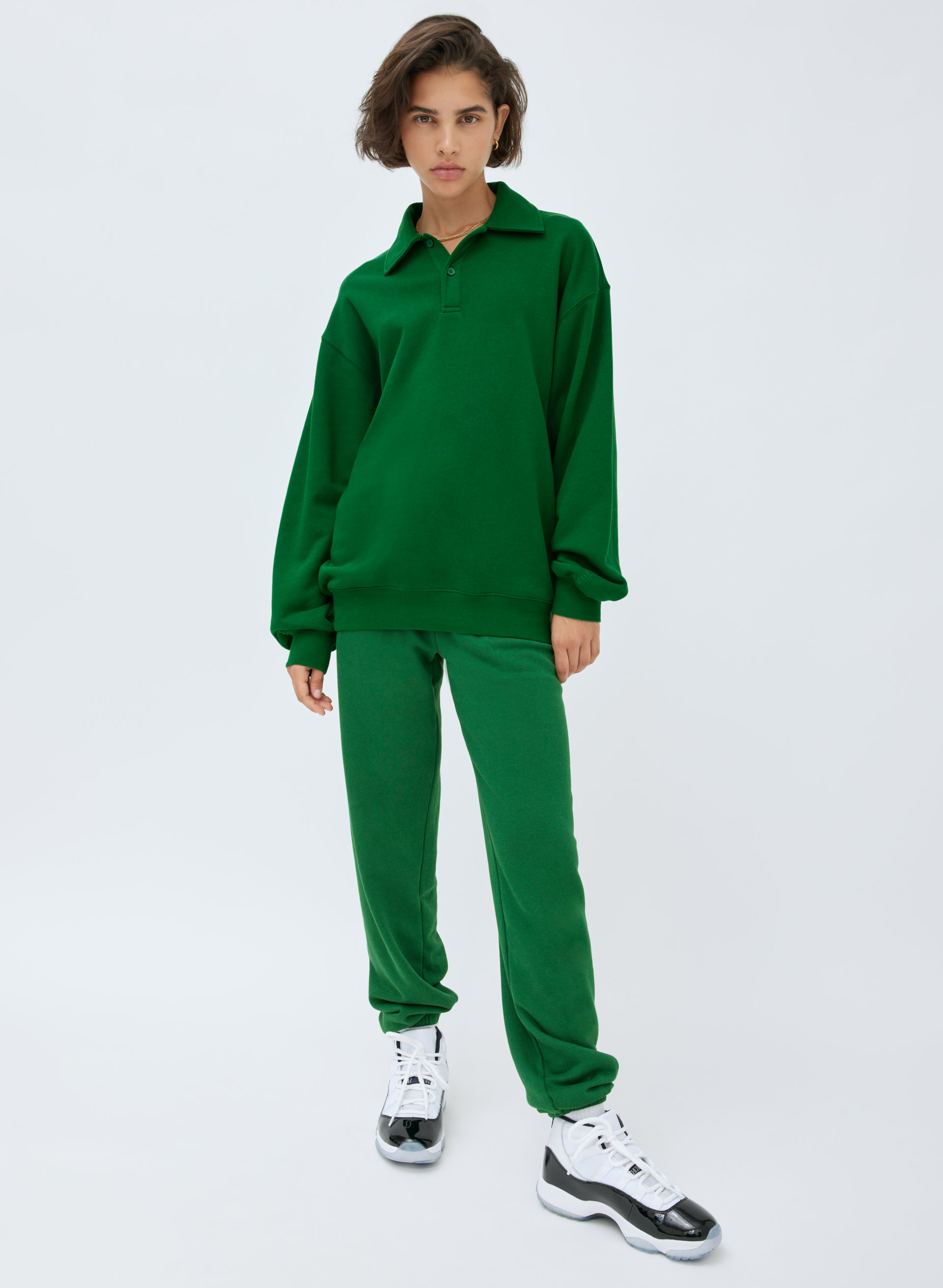 New Airy Fleece Boyfriend Polo Sweatshirt