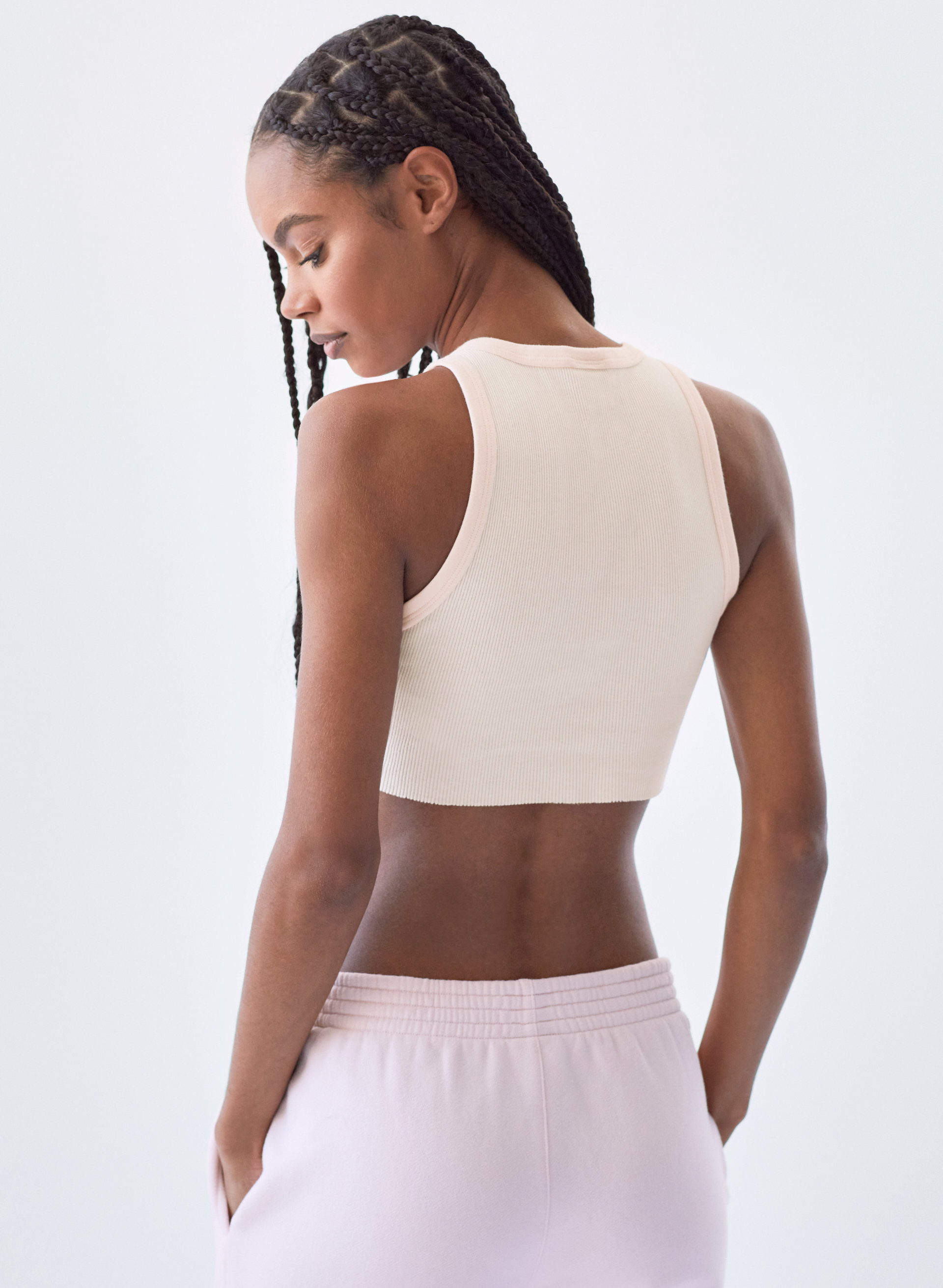 Ribbed Cropped Racer Tank
