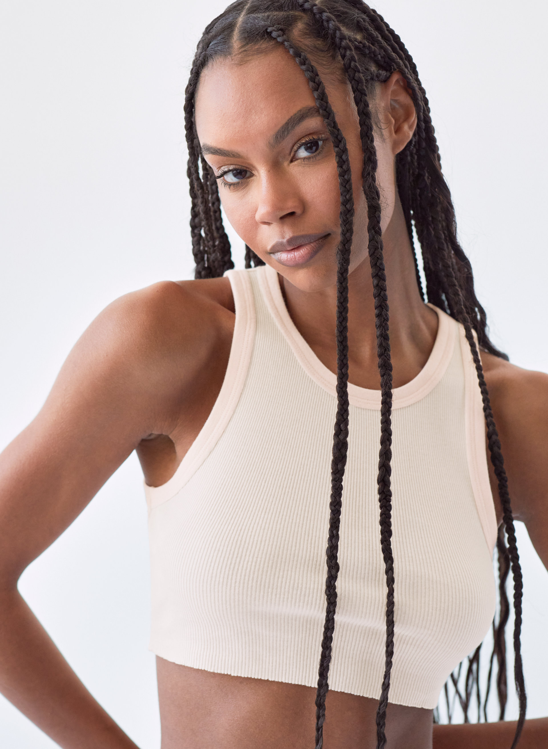 Ribbed Cropped Racer Tank