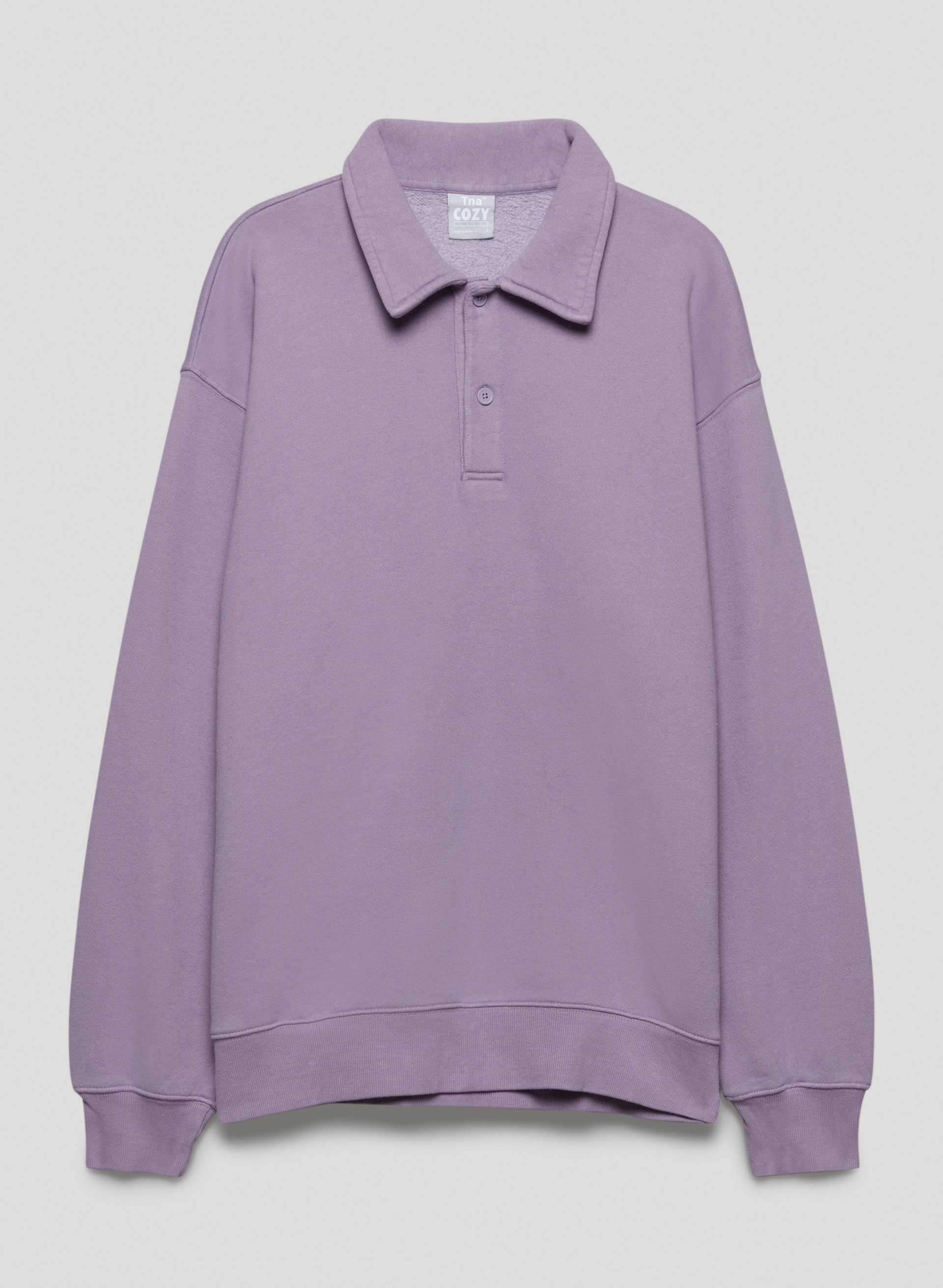 Cozy Fleece Boyfriend Polo Sweatshirt