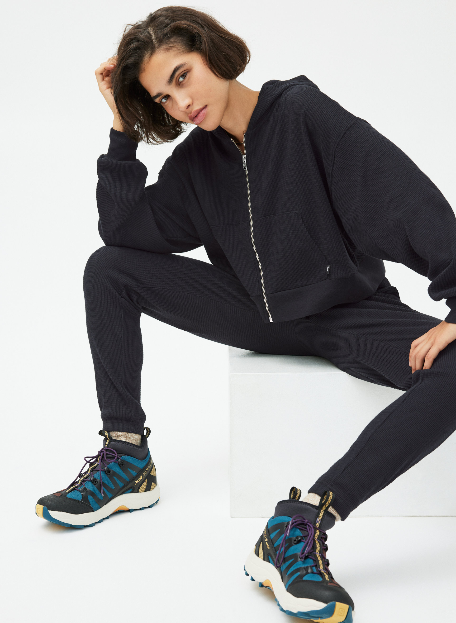 Boxy Thermal Zip Hoodie