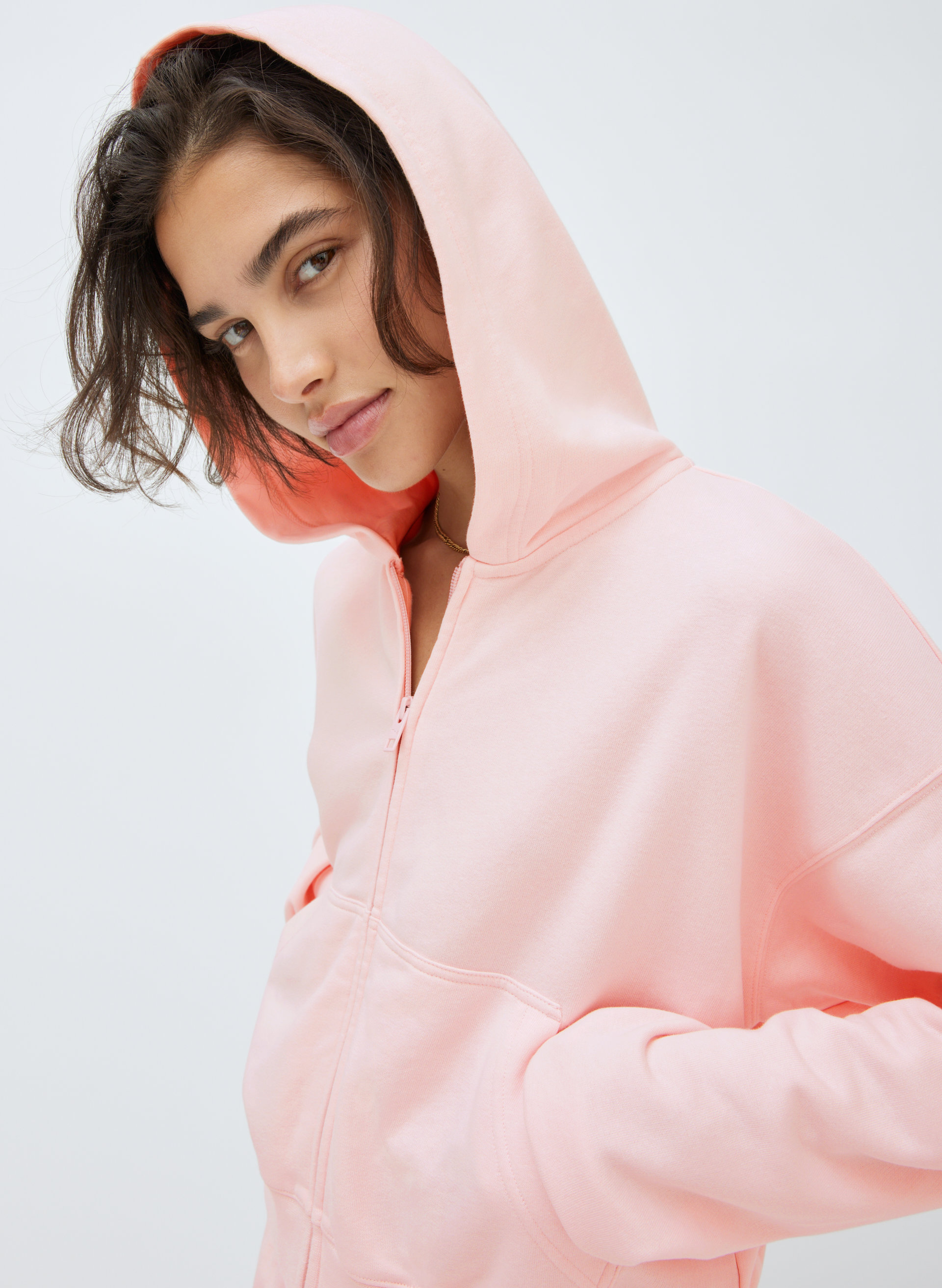 Airy Fleece Boyfriend Boxy Zip-Up Hoodie