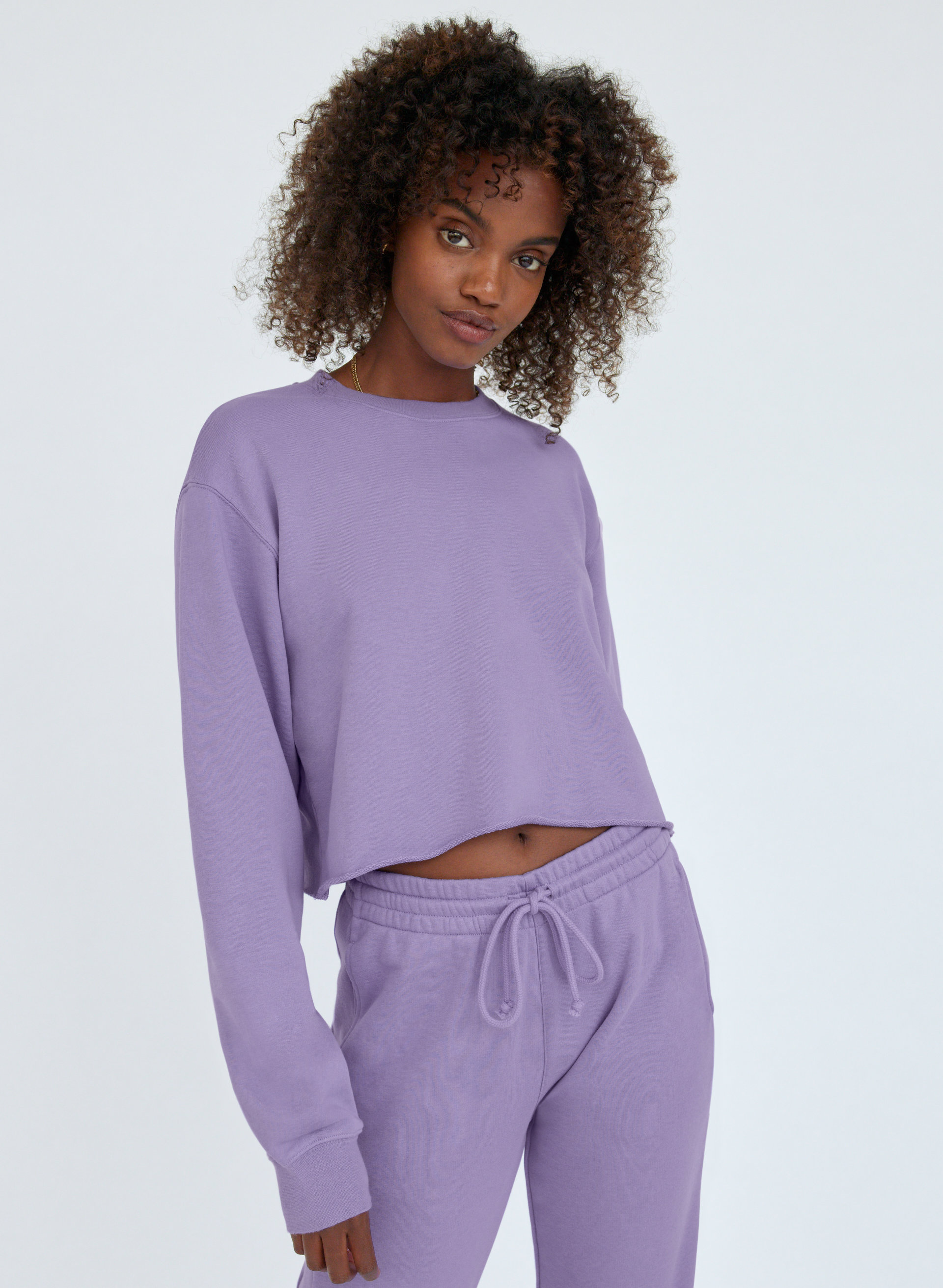 Airy Fleece Boyfriend Cropped Sweatshirt
