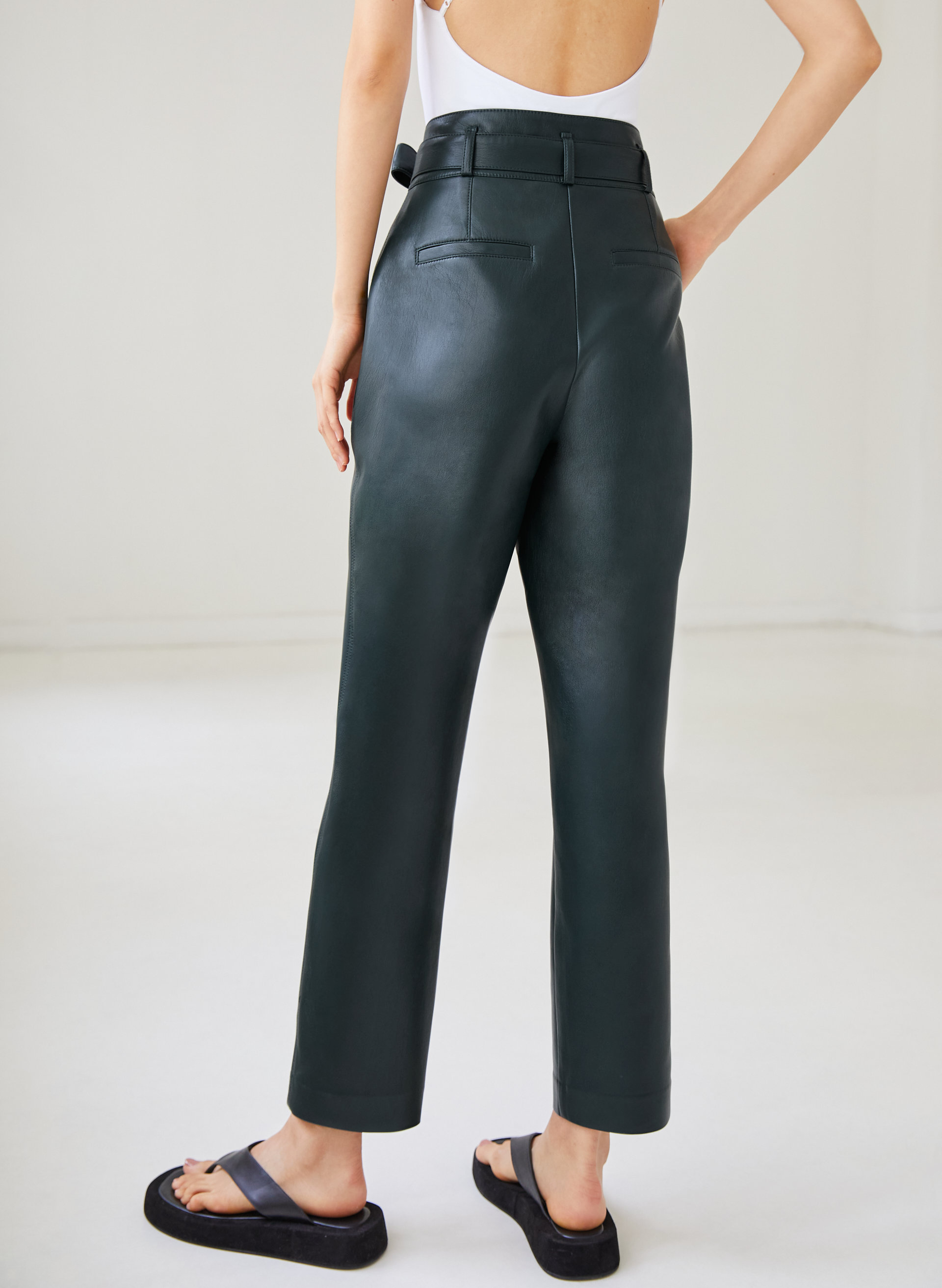 Vegan Leather Belted Pant