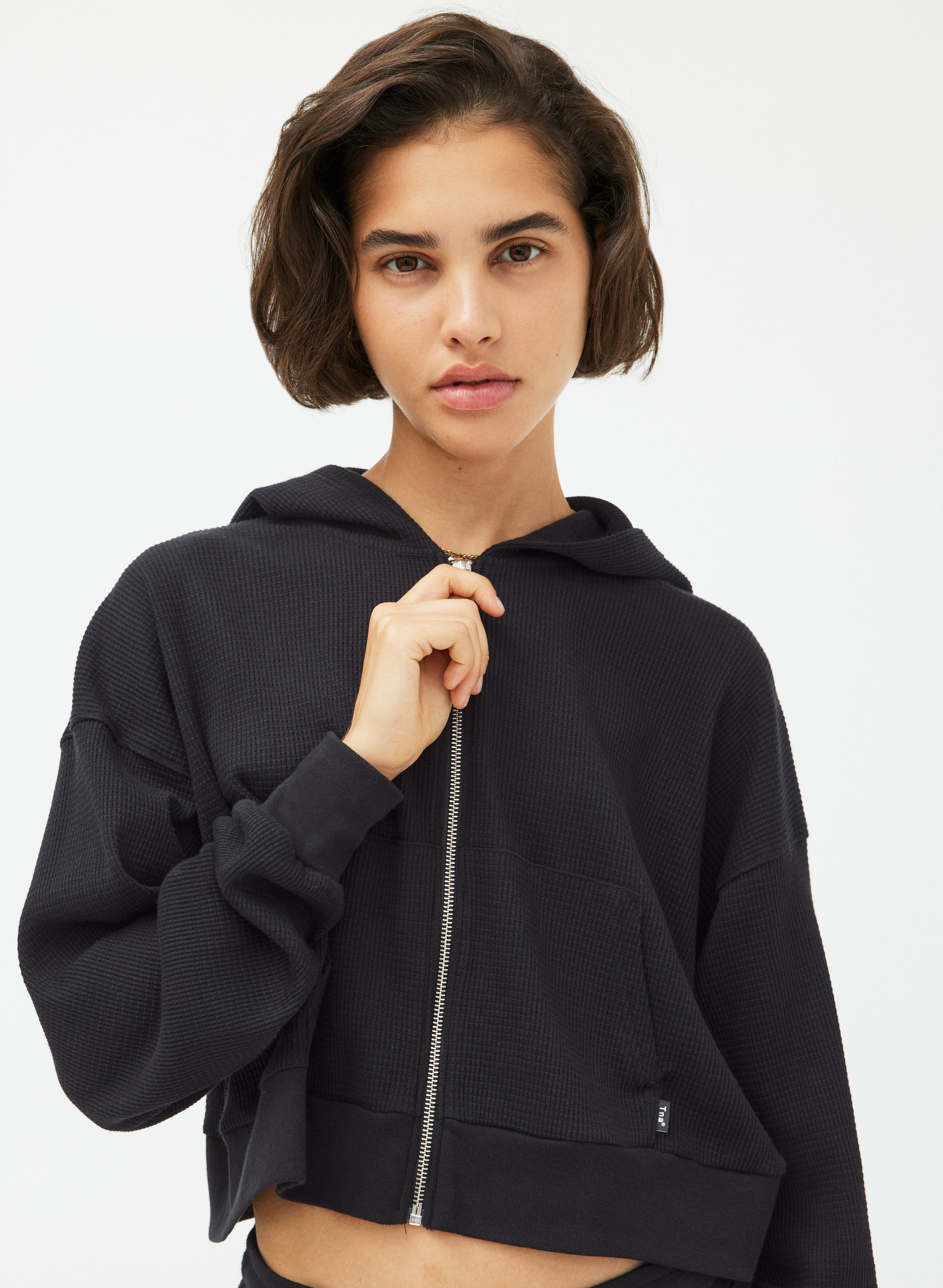Boxy Thermal Zip Hoodie