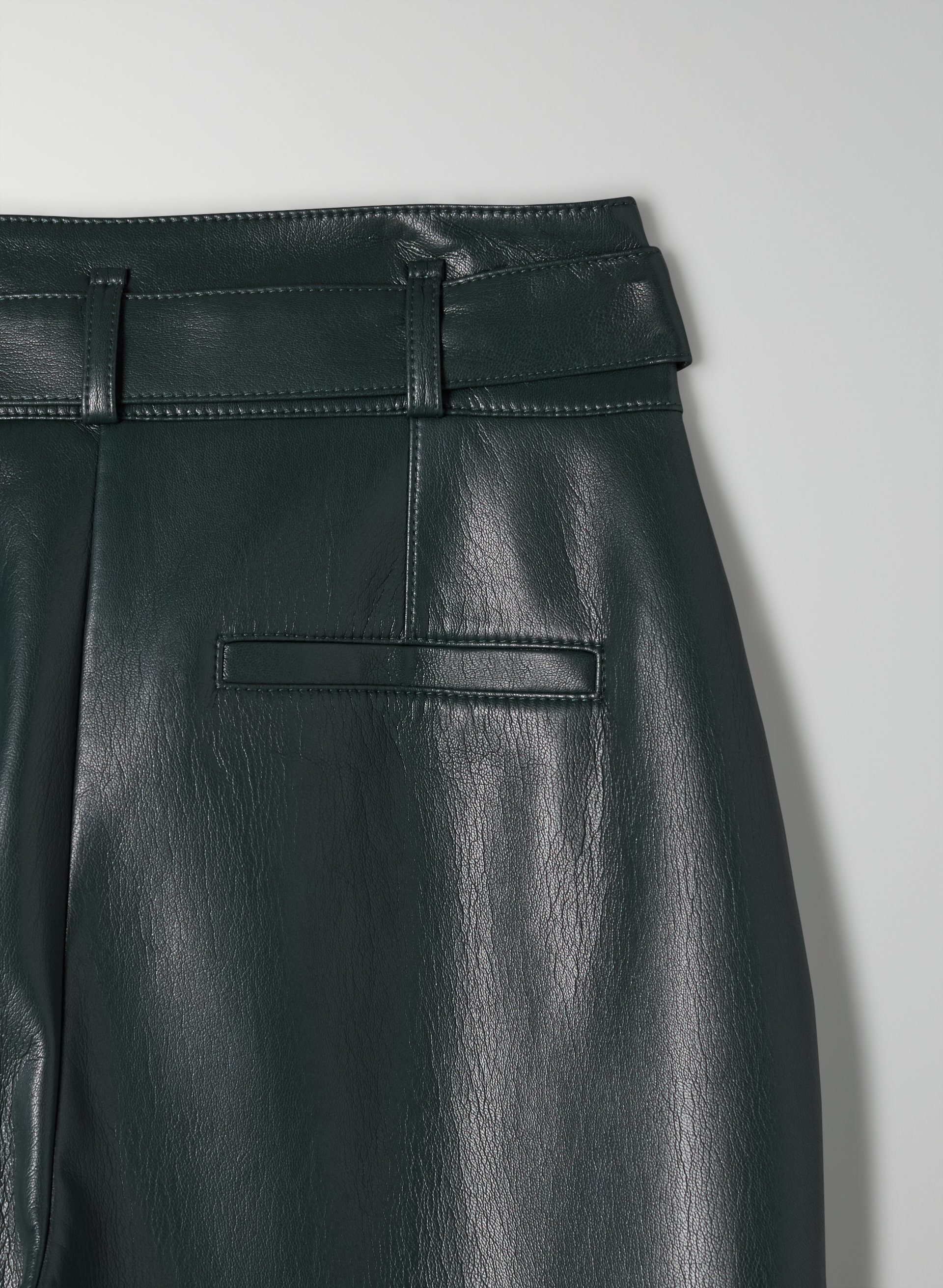 Vegan Leather Belted Pant