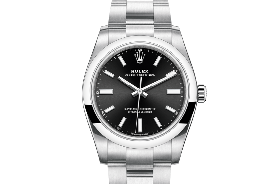 Rolex Oyster Perpetual 34 Oyster 34 mm Oystersteel Bright black dial M124200-0002