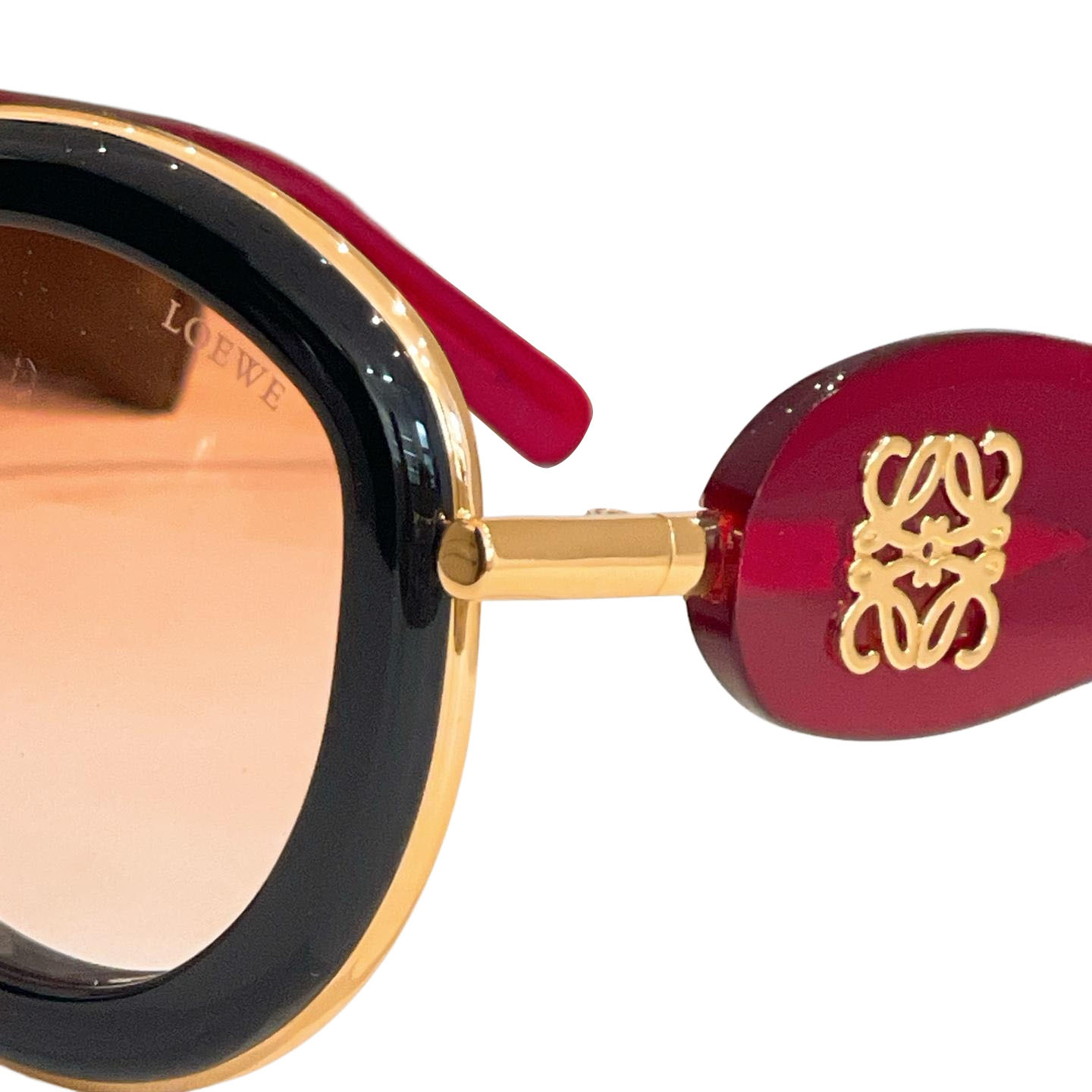 Loewe round frame glasses black red/black white/white/black orange/black/purple silver/purple gold/leopard color Size 49口27-140