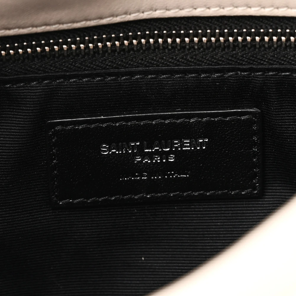 Saint Laurent Mini Loulou Chain Satchel Crema Soft Quilted Puffer Monogram Lambskin Leather Aged Gold Hardware