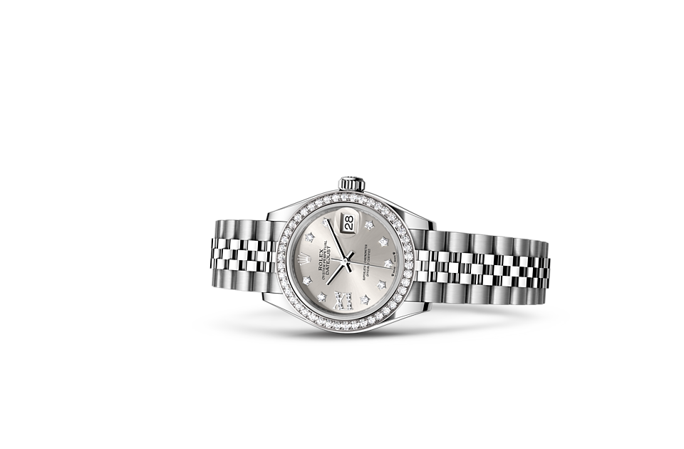 Rolex Lady-Datejust Oyster 28 mm Oystersteel white gold and diamonds Silver dial M279384RBR-0021