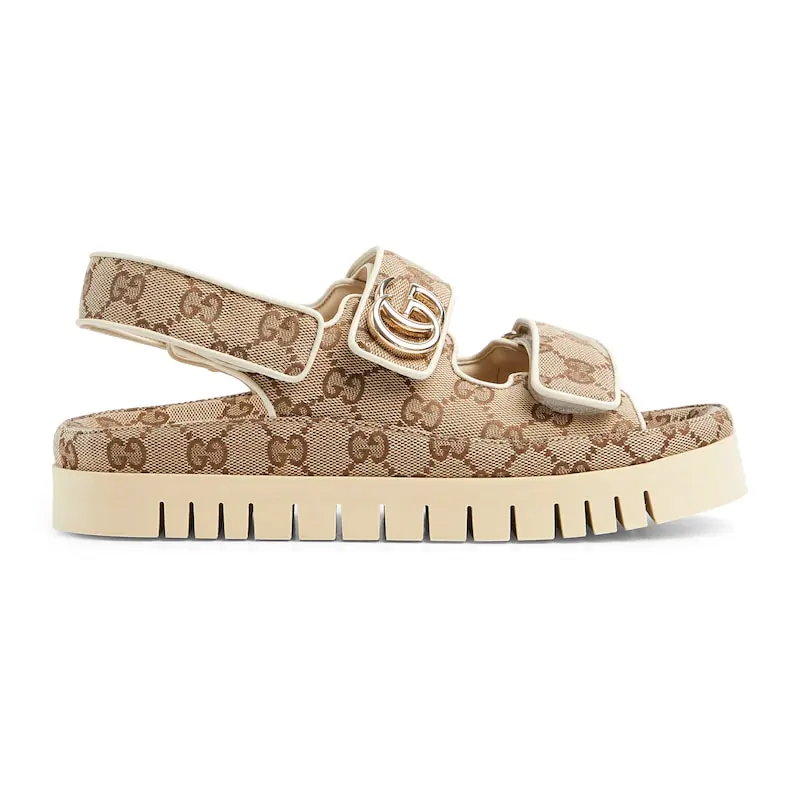Gucci Wooden color Double G Round Head Platform Sandals
