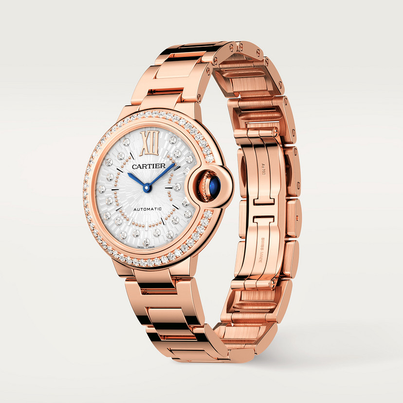 Ballon Bleu de Cartier watch 33 mm rose gold diamonds CRWJBB0082