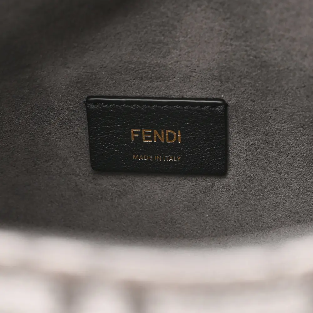 Fendi FF Fendi O’Lock Zipper Anthracite/Asfalto Chenille, Vitello Seta Leather, & Plexiglass Mixed Metal Hardware