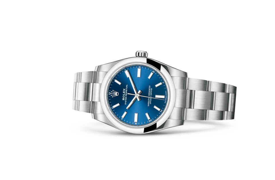 Rolex Oyster Perpetual 34 Oyster 34 mm Oystersteel Bright blue dial M124200-0003