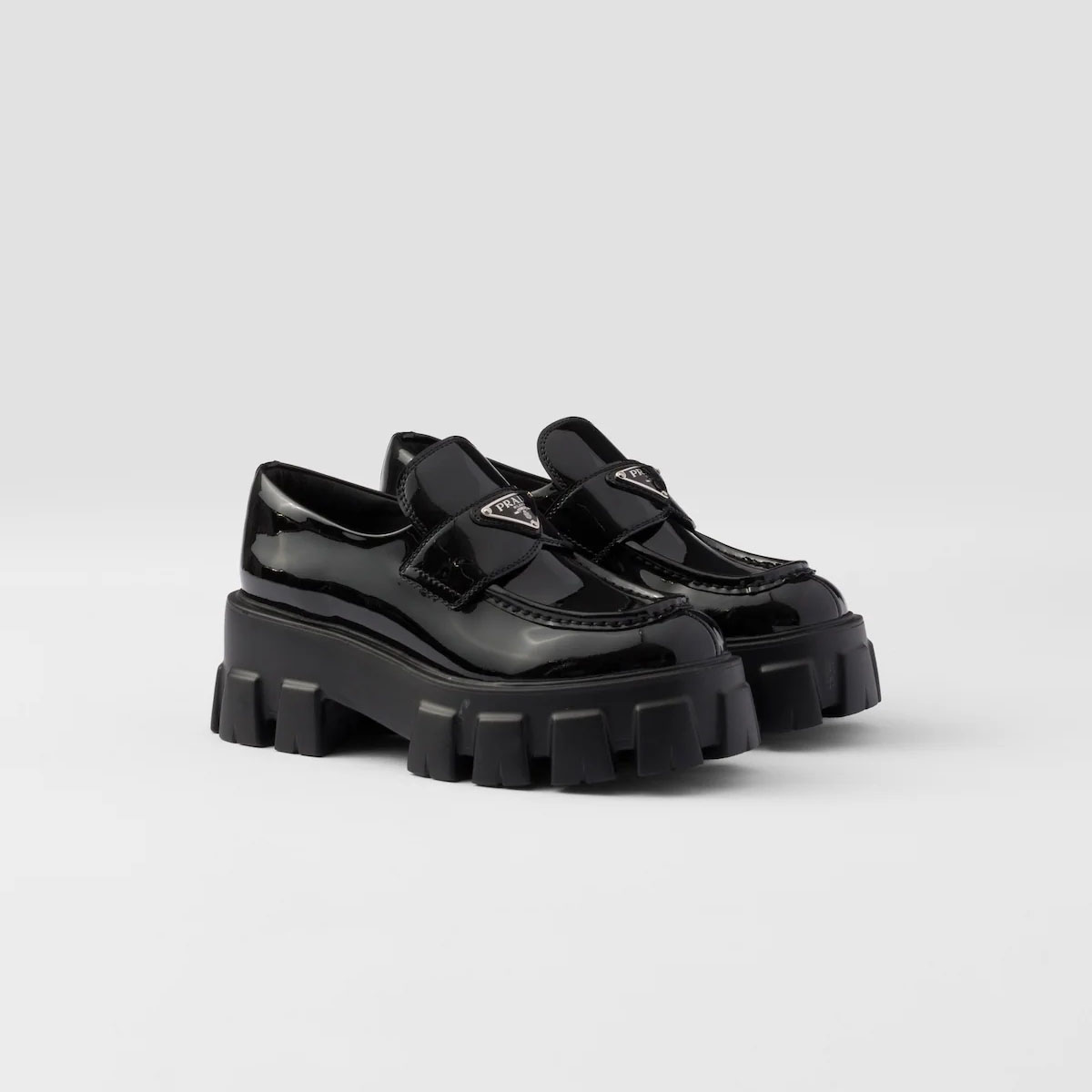 PRADA Black Monolith patent leather Loafers