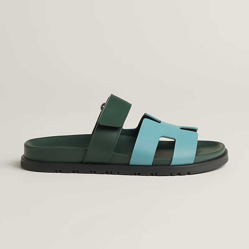 HERMES Chypre Blue and Green Slippers