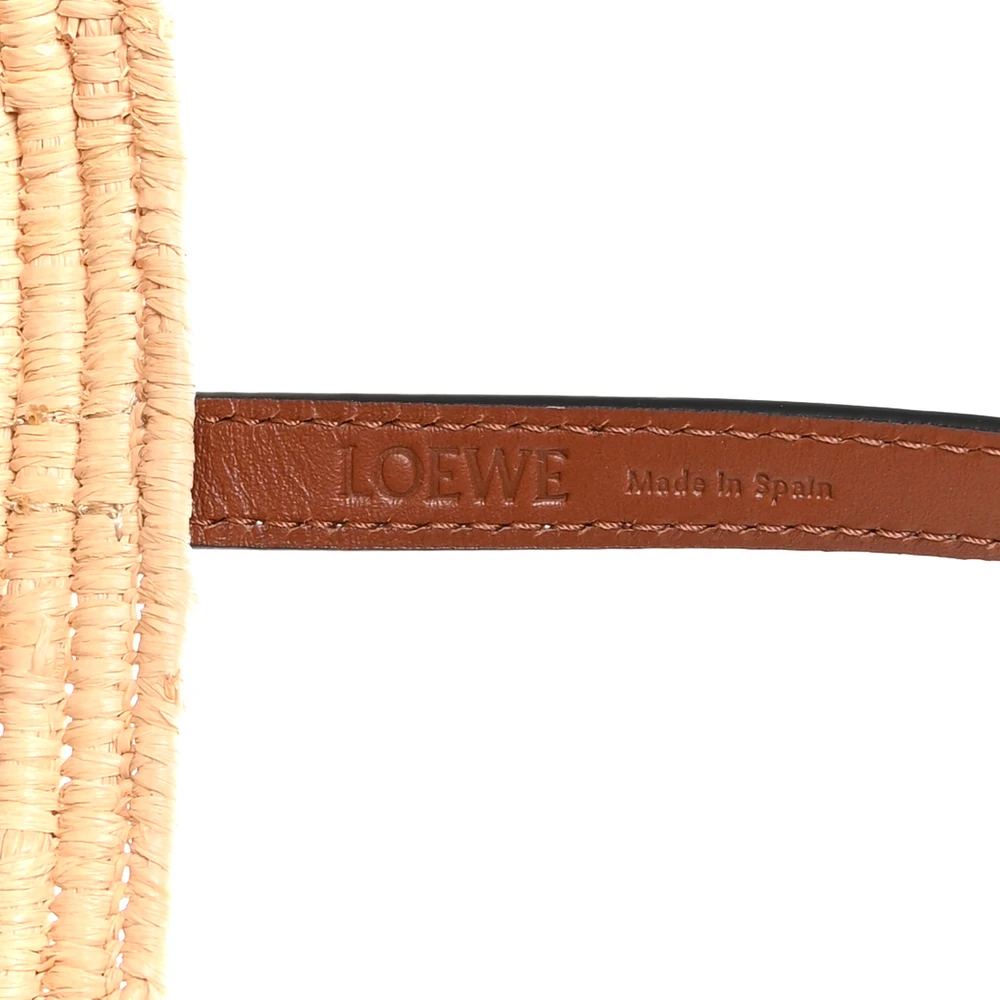 Loewe Square Basket Tote Bag Small Natural/Pecan Raffia & Calfskin Leather
