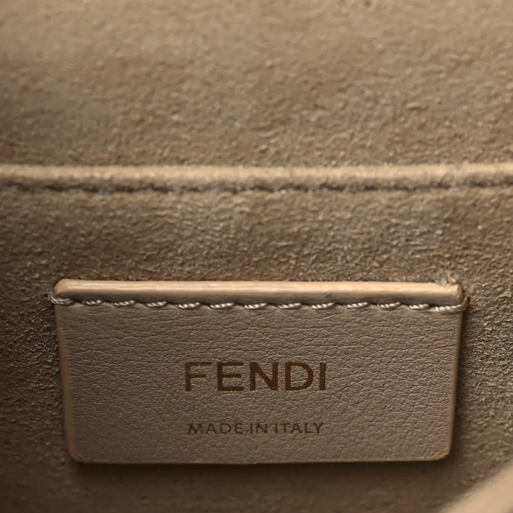 Fendi Small FF 1974 Embossed Kan U Shoulder Bag Maya/Black Bi-Color Liberty Vitello Leather Gold Hardware