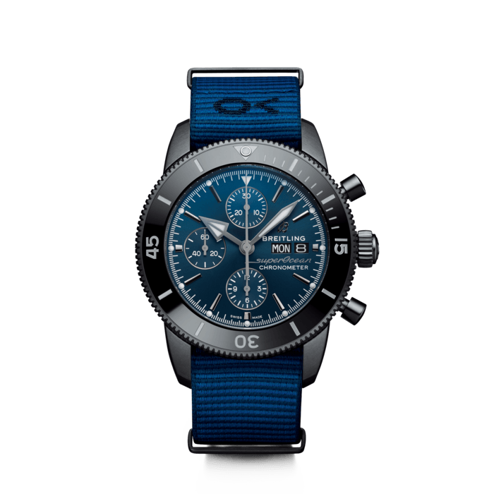 Breitling  Superocean Heritage Chronograph 44 Outerknown DLC-coated stainless steel Blue M133132A1C1W1