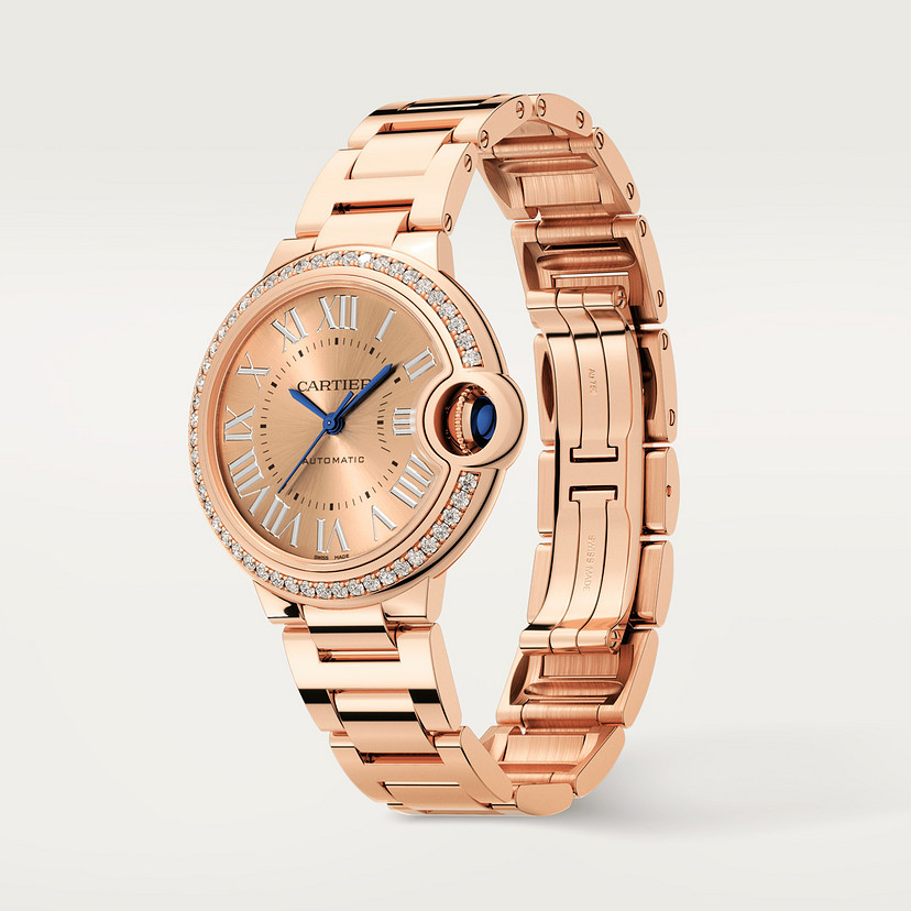 Ballon Bleu de Cartier watch 33 mm 18K rose gold diamonds CRWJBB0077