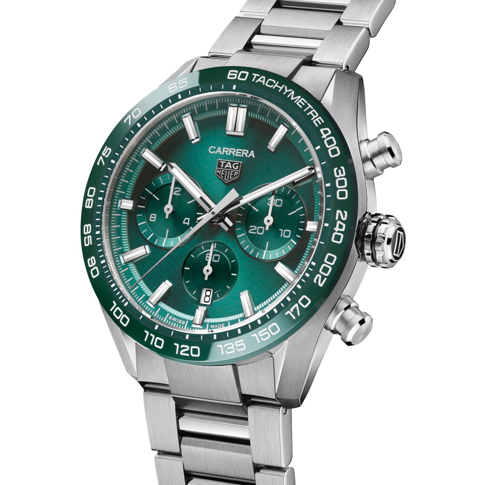 TAG Heuer Carrera Chronograph 44mm Mens Watch Green Stainless Steel CBN2A1N.BA0643