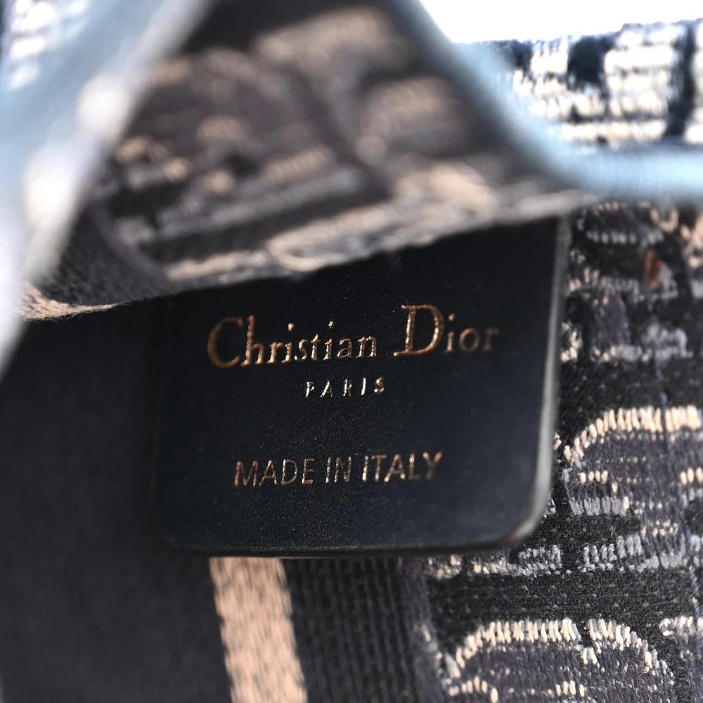Dior Mini Book Tote Blue Velvet Oblique Embroidered