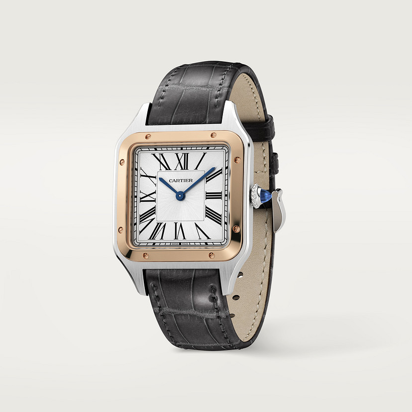 Santos-Dumont watch Large model quartz movement rose gold steel leather CRW2SA0011
