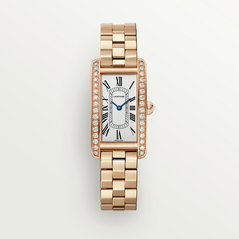 Tank Américaine watch Small model quartz movement rose gold diamonds CRWJTA0044