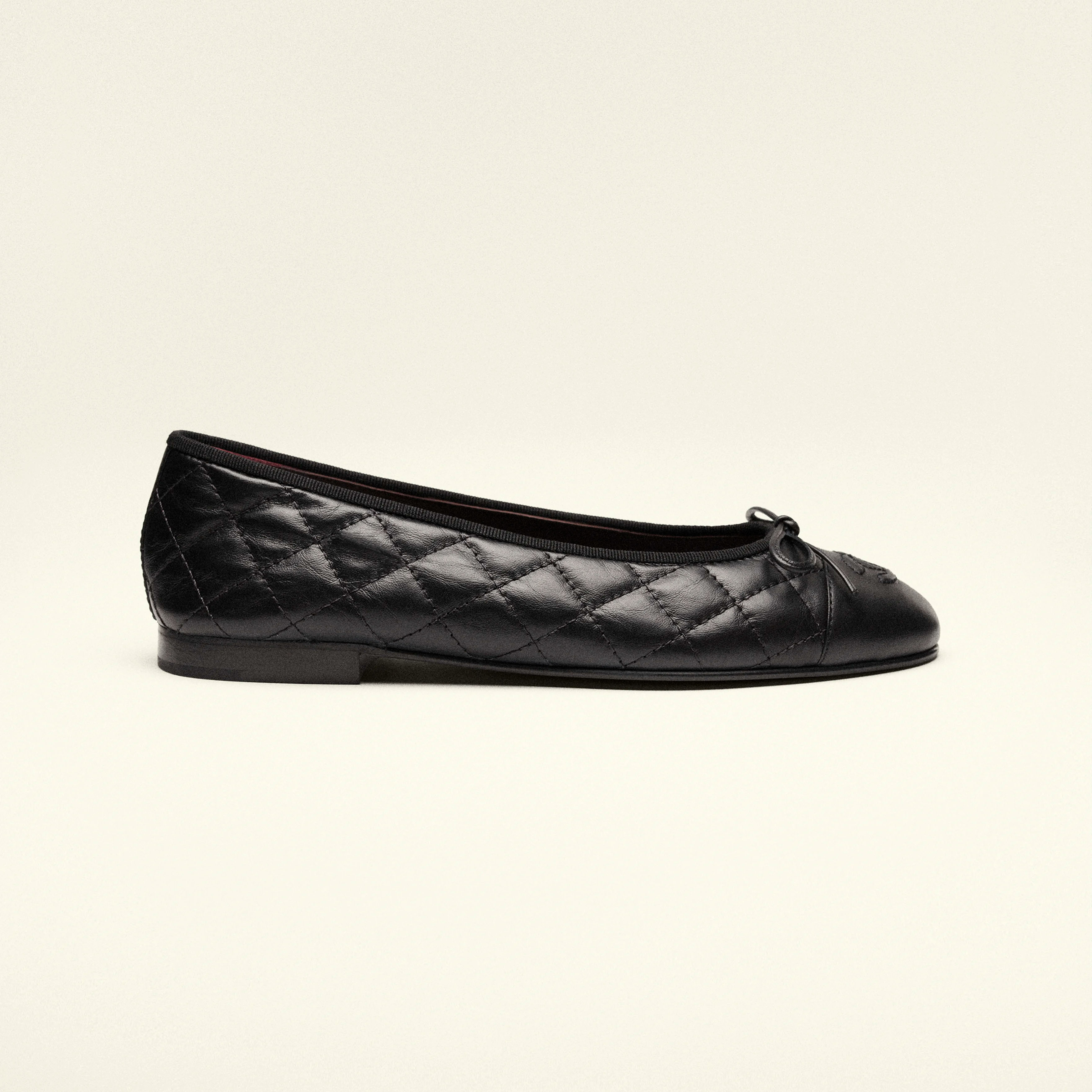 Chanel Flat shoes vintage calf leather black Ballet Shoes