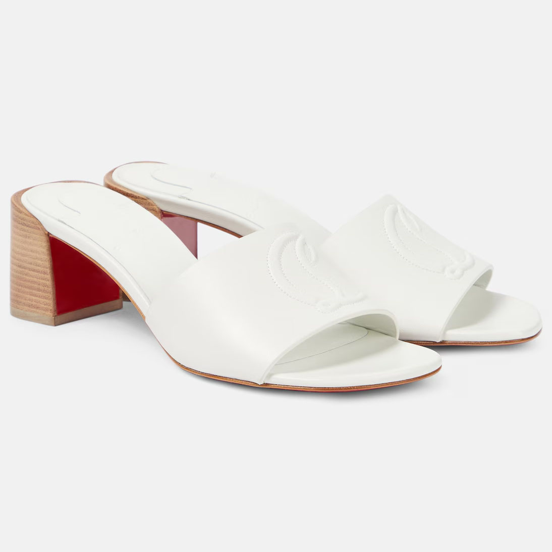 Christian Louboutin White leather square heels with thick heels
