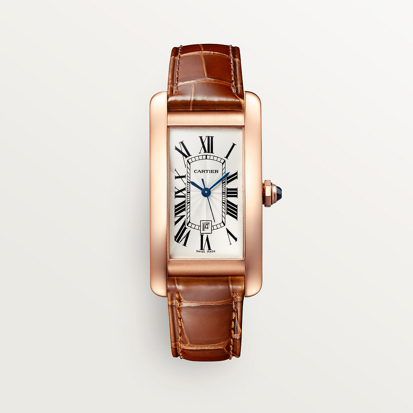 Tank Américaine watch Medium model rose gold leather CRWGTA0046