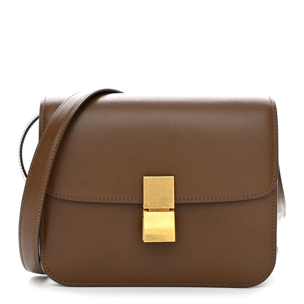 Celine Small Teen Classic Box Flap Bag Camel Box Calfskin Leather Gold Hardware