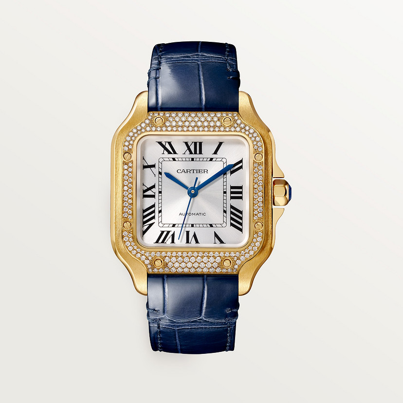 Santos de Cartier watch Medium model yellow gold diamonds CRWJSA0013