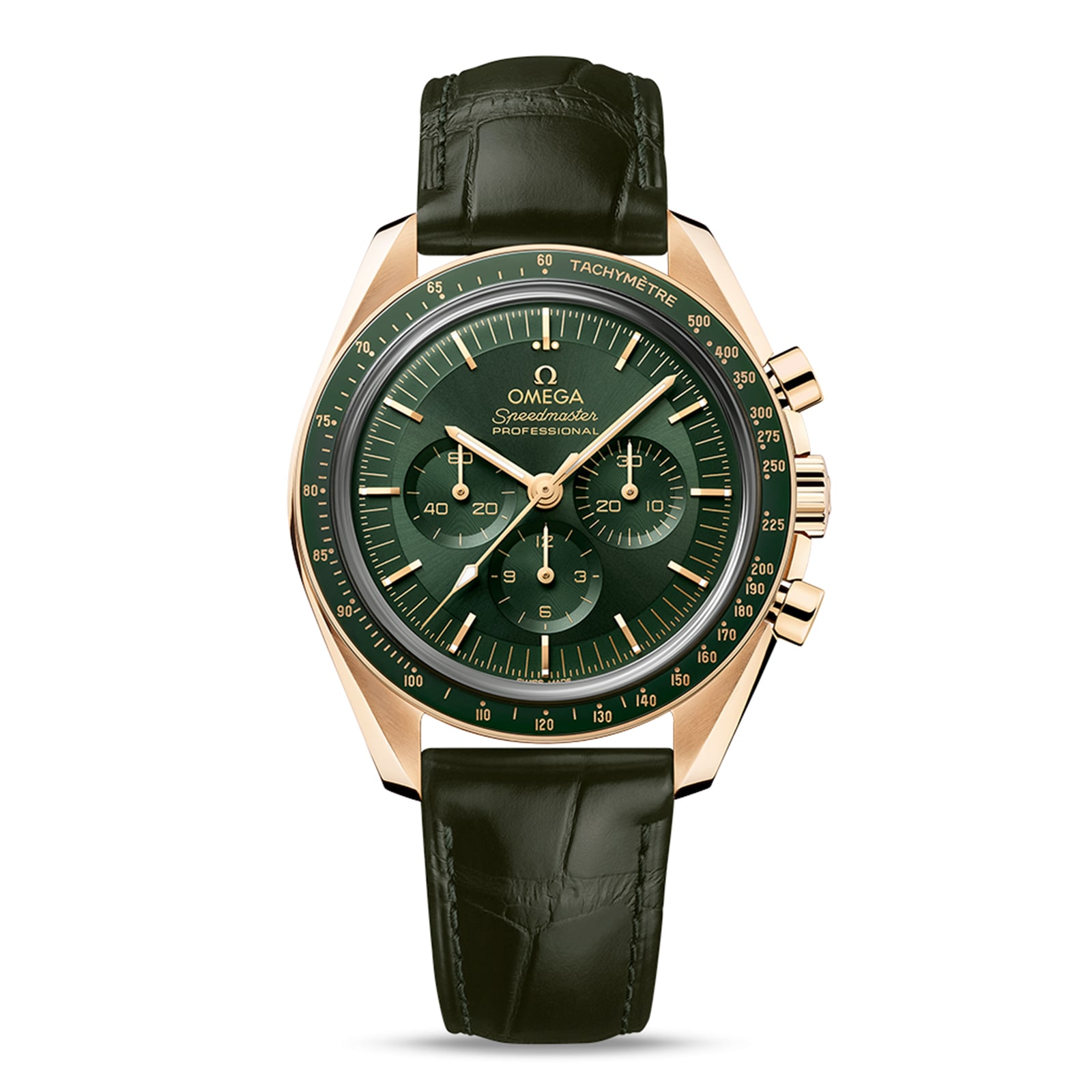 Omega Speedmaster Moonwatch Professional Co Axial Master Chronometer Chronograph 42mm Mens Watch Green Moonshine Gold O31063425010001