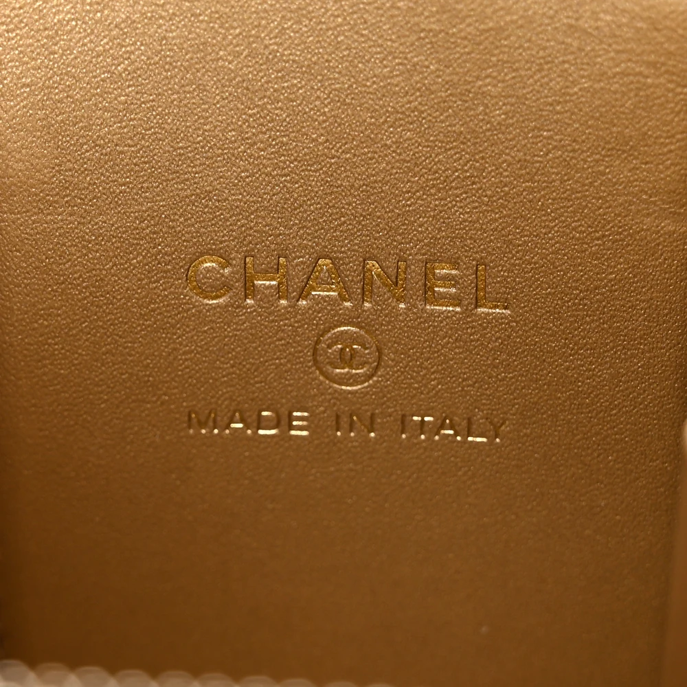 Chanel Pearl Crush Vanity Case With Chain Mini Black Quilted Lambskin Leather Gold Hardware