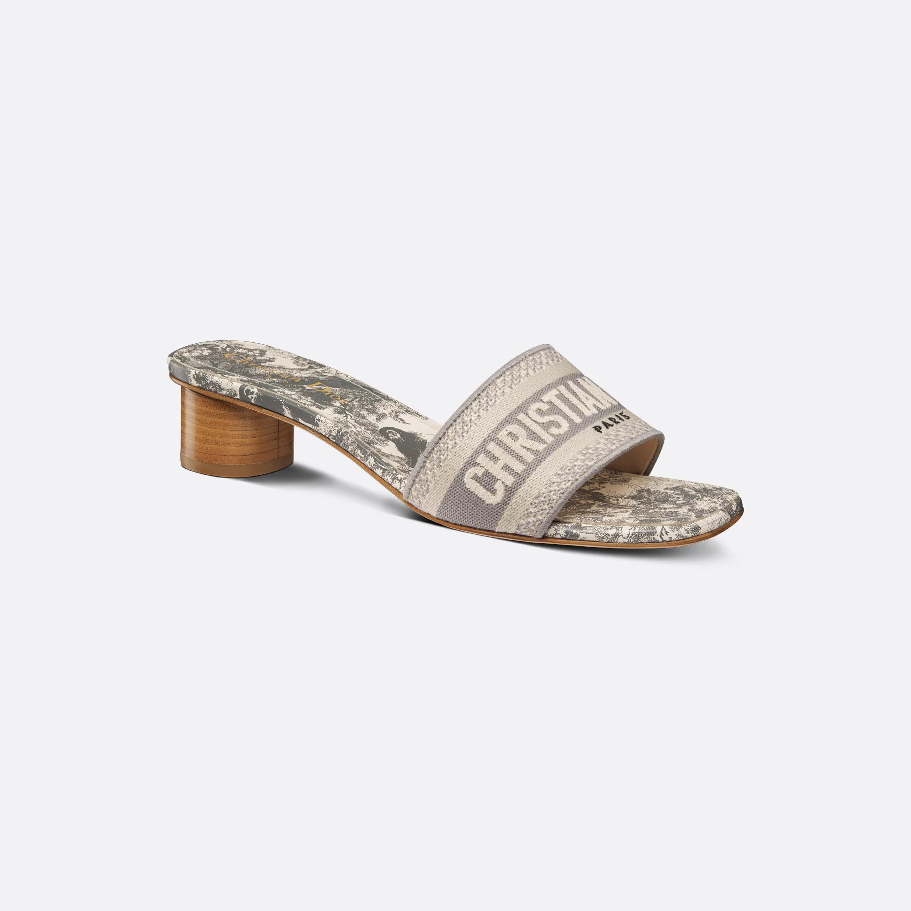 Dior grey thick bottom square head high-heeled slippers