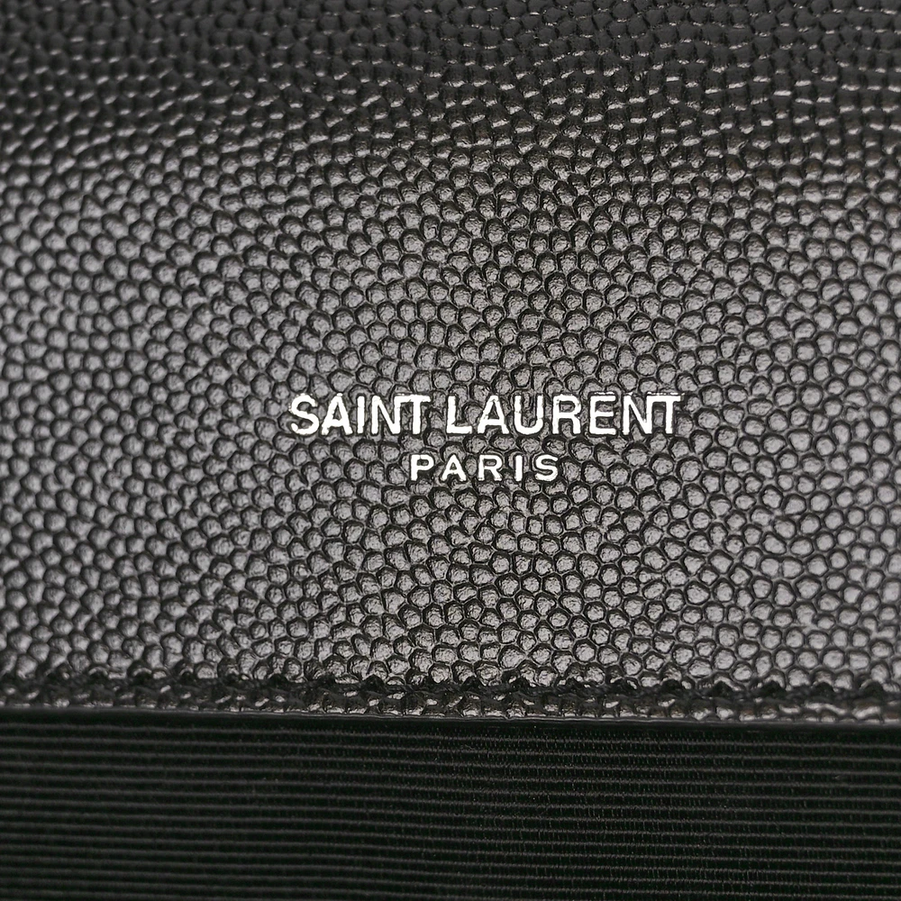 Saint Laurent Large Satchel Black Triquilt Monogram Grain De Poudre Textured Mixed Matelasse Leather Silver Hardware