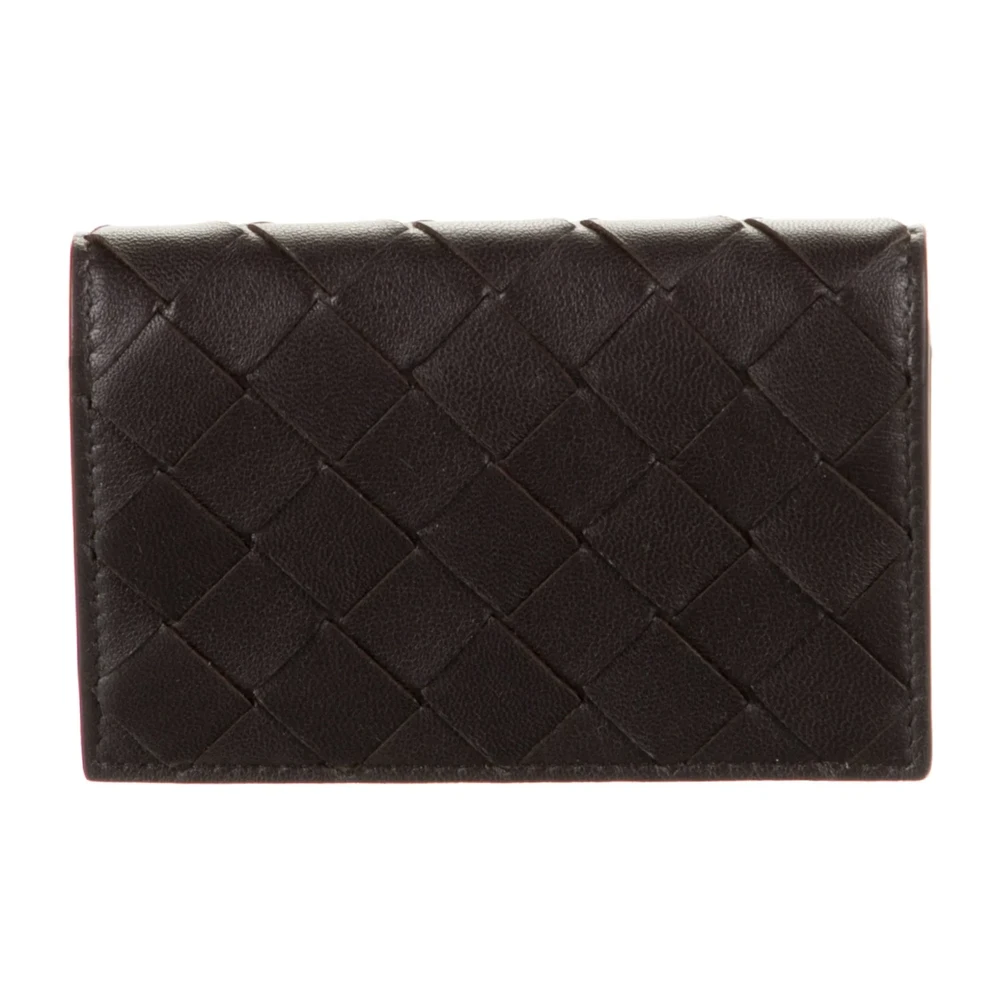 Bottega Veneta Small Card Holder Black Intrecciato Weave Leather