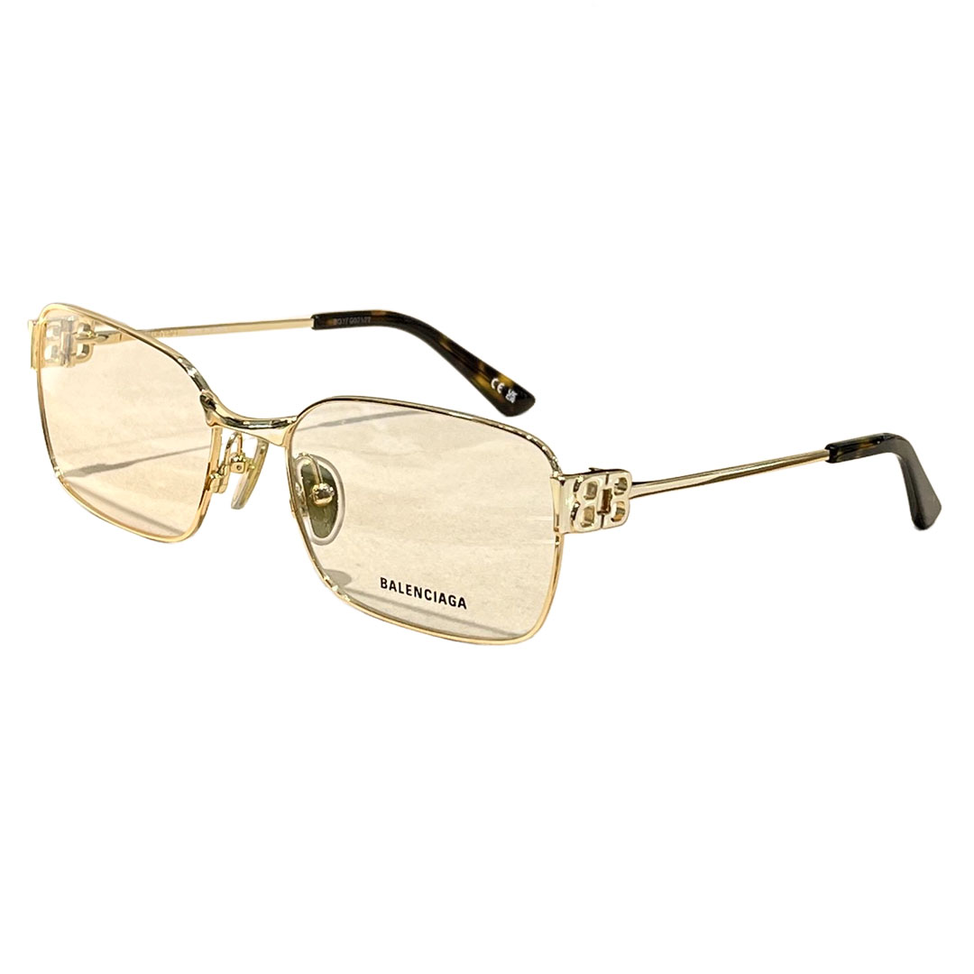 Balenciaga square frame glasses gold/silver color transparent lens Size 57-18-145